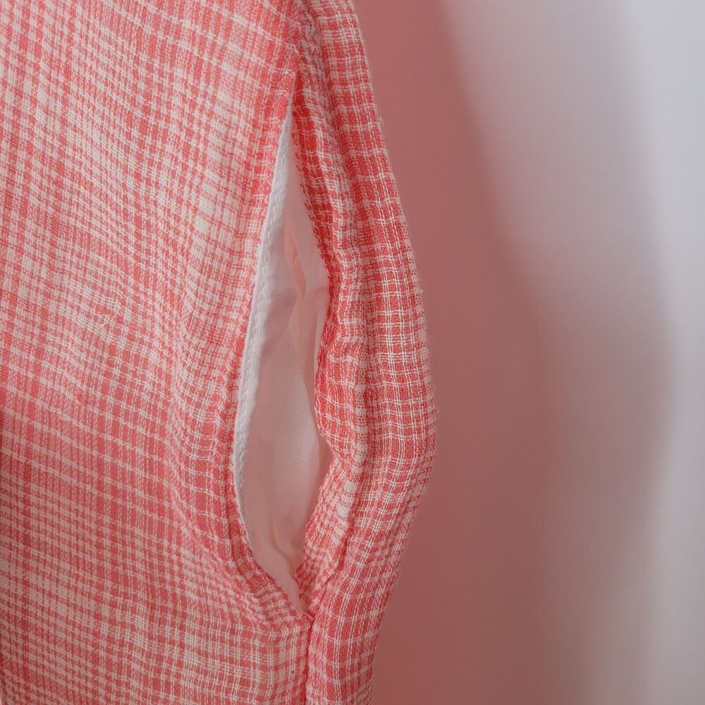 URBAN OUTFITTERS Orange Plaid Check Jumpsuit Size S Gauzy Cotton Lined Wide Leg - Picture 6 of 9